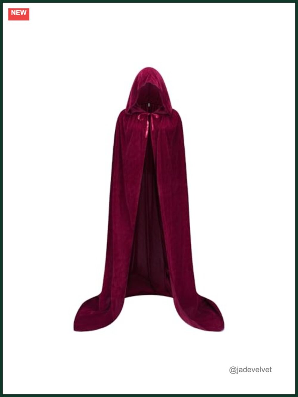 Velvet Hooded Cape with Tie Strings - Vampire Witch Halloween Costume for Adults